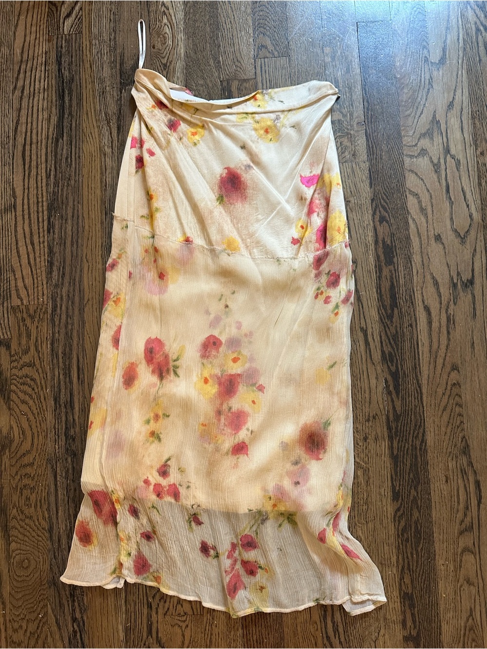 Zara Cream Midi Skirt with Pink & Yellow Floral Print
